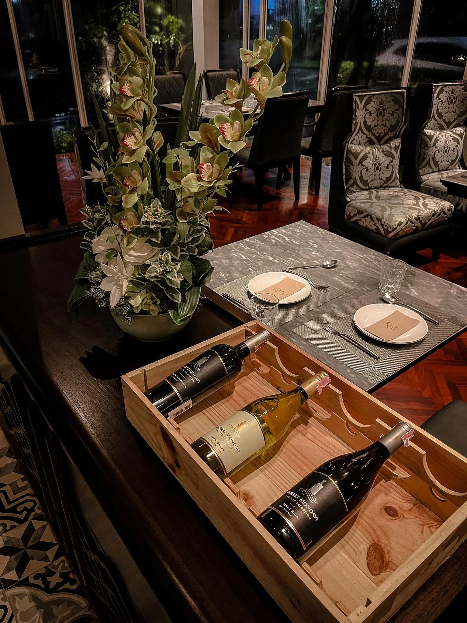 Table set with wine
